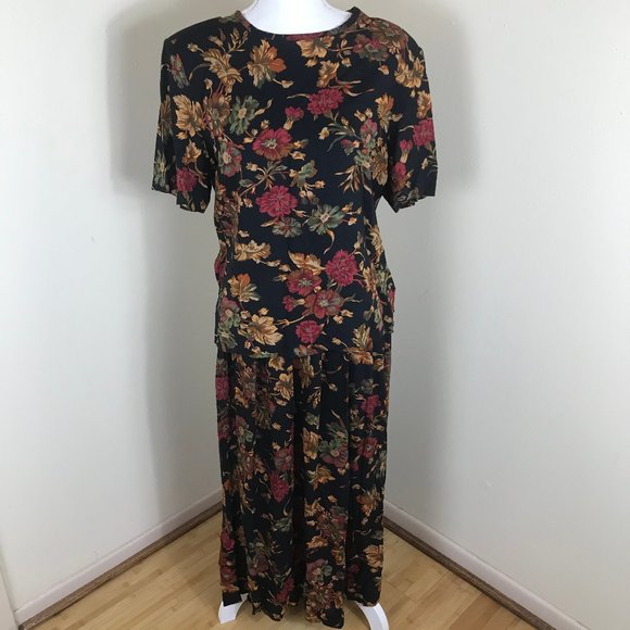 Vinatge 90's Worthington Floral Top Skirt Set - Picture 1 of 11